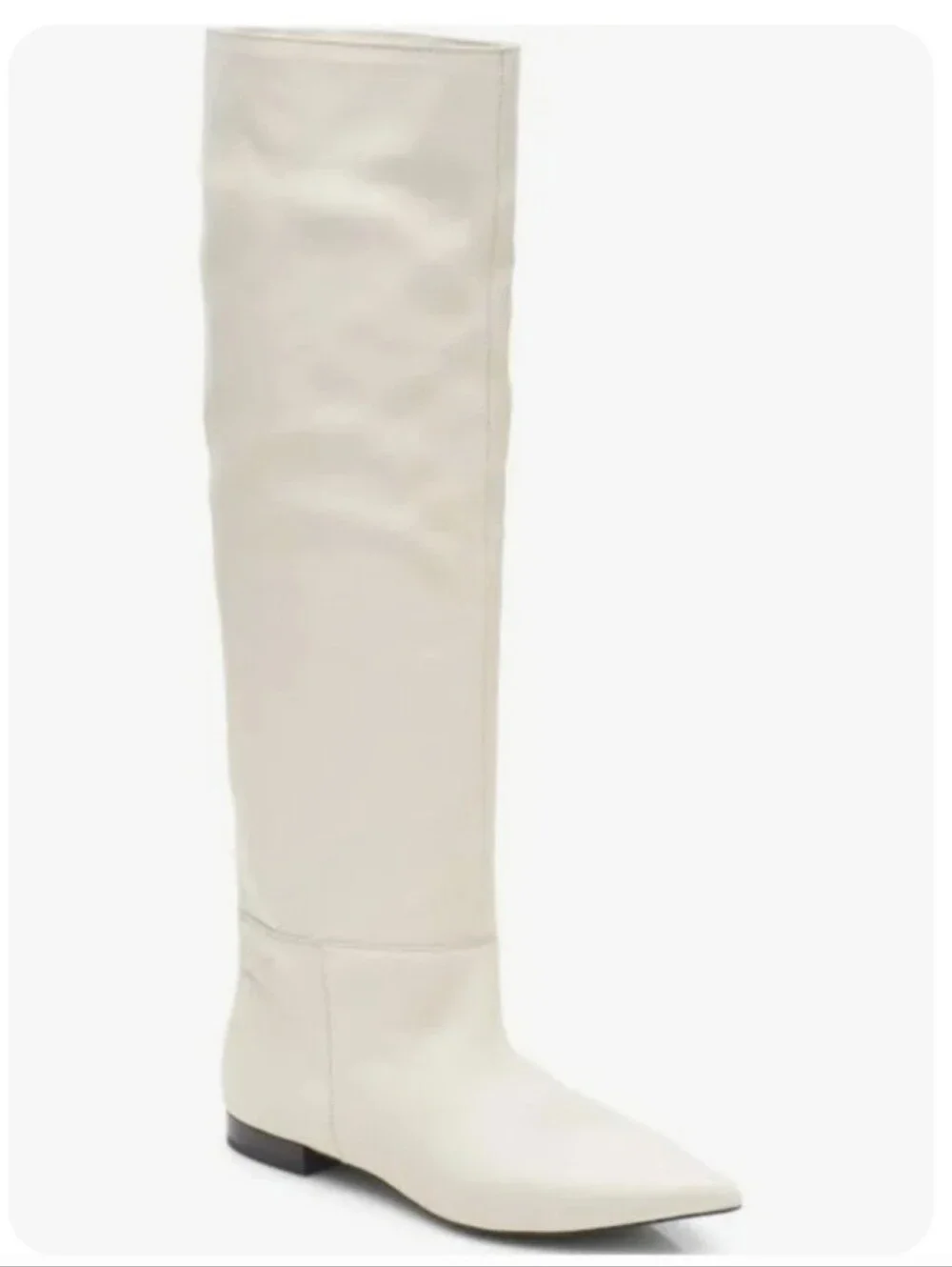 $268 Free People Hawley Leather Bone White Below The Knee Souchy Boots
